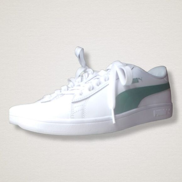 NIB! PUMA Smash V2 L White & Amazon Green Sneakers uni 7 NEW - Picture 4 of 4